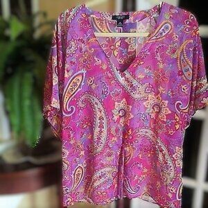 Chaps Paisley Blouse NWOT M/L